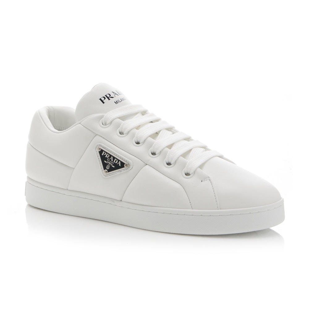 PRADA Soft Nappa Triangle Logo Leather Sneakers size 41